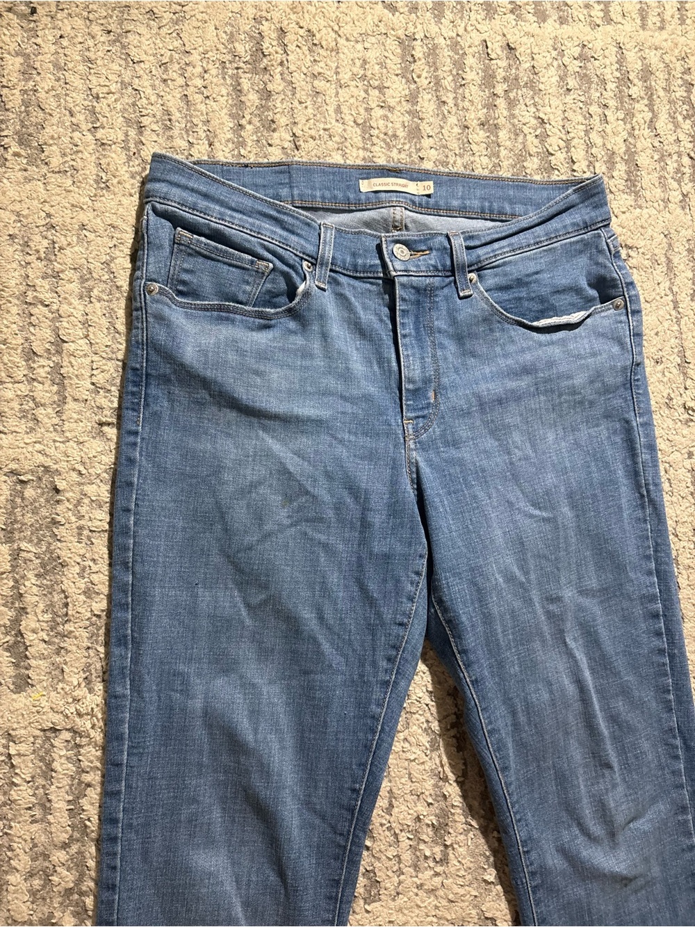 Levi’s denim blue mid wash jeans pants classic straight size 10 - Picture 3 of 5